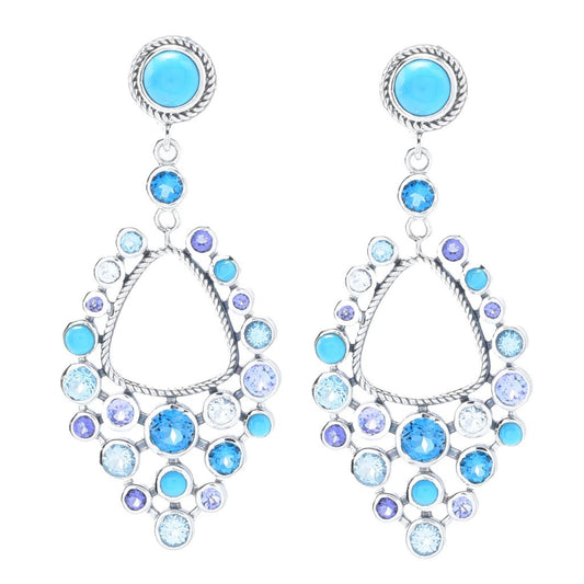 Artisan Silver By Samuel B. Blue Multi Gemstone Drop Earrings