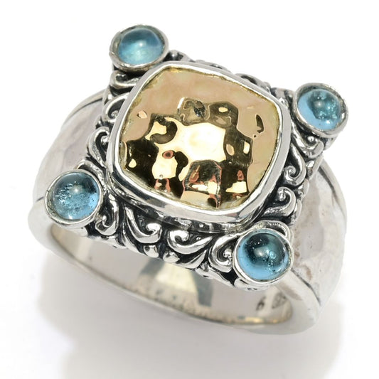 Artisan Silver by Samuel B. 18K Gold Accented Choice of Gem Cabochon Ring