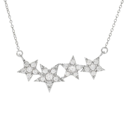 Platinum Plated Choice of Gemstone Shooting Stars East-West 18"+2" Necklace