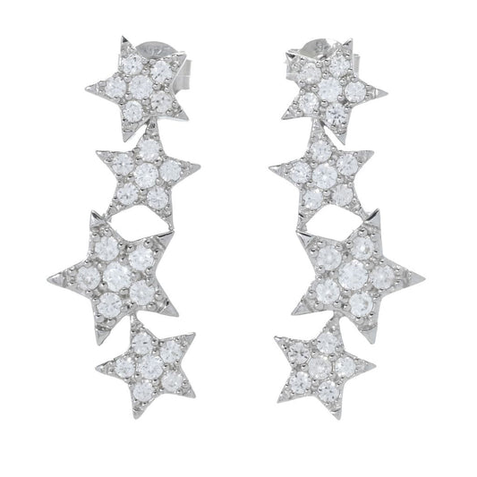 Platinum Plated Choice of Gemstone Shooting Stars Dangle Earrings