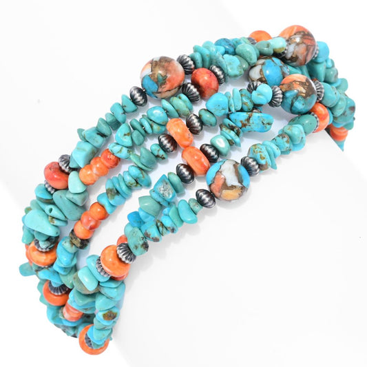 Southwest Elements Kingman Turquoise & Spiny Oyster Beaded Bracelet