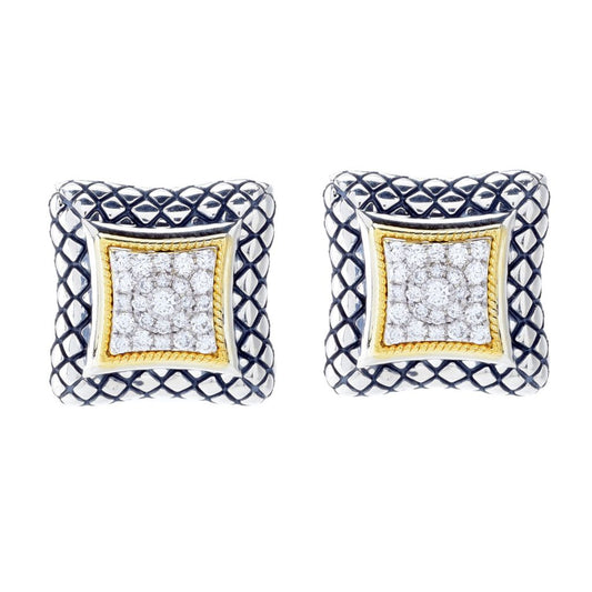 Peace Jewelers Sterling Silver 0.50ctw Lab Grown Diamond Cushion Shape Earrings