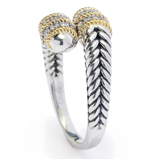 Peace Jewelers 18K Vermeil 0.24ctw Round Lab Grown Diamond Bypass Ring