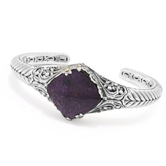 Artisan Silver by Samuel B. 18mm Purpurite Hinged Bangle Bracelet
