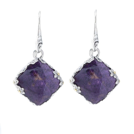 Artisan Silver by Samuel B. 14mm Cushion Shape Purpurite Earrings