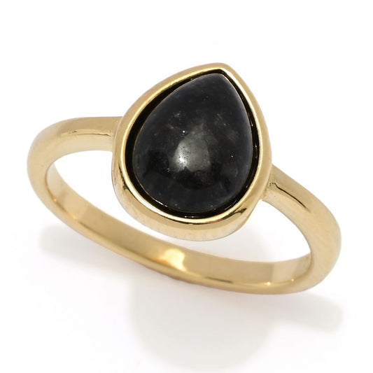 Far East Jewelry 14K Gold Plated Choice of Shape & Color Jade Stack Ring