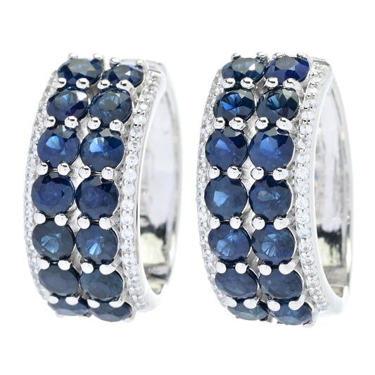 Gem Treasures 6.73ctw Australian Blue Sapphire & Zircon Hoop Earrings