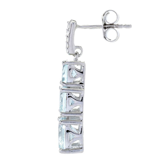 Gem Treasures 5.37ctw Aquamarine & White Zircon Drop Earrings