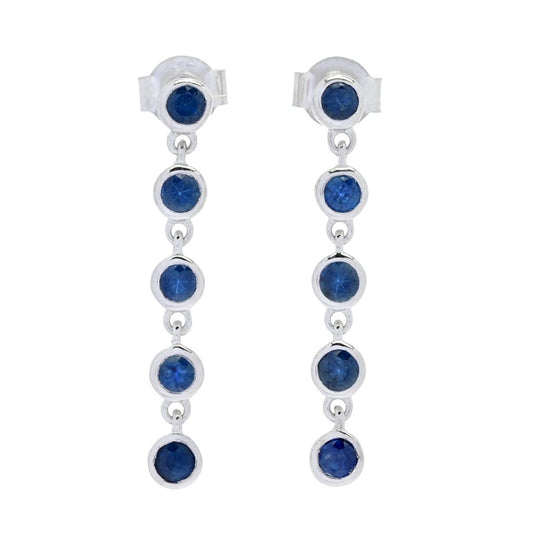 Gem Treasures 1.30ctw Bezel Set Australian Blue Sapphire Dangle Earrings