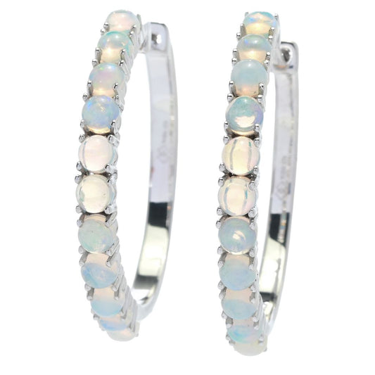 Gem Treasures 18K Vermeil or Sterling Silver Ethiopian Opal Hoop Earrings