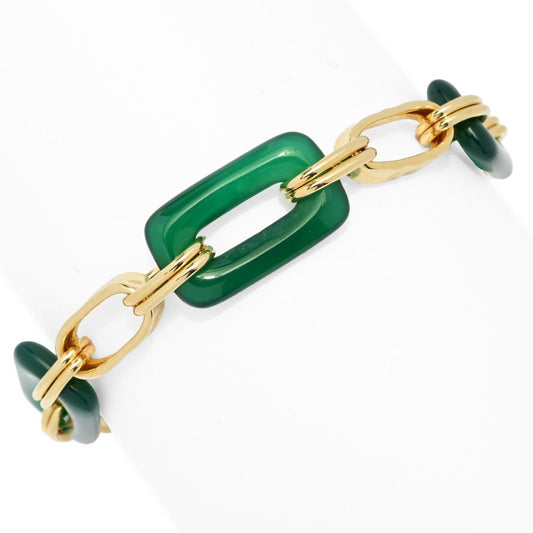 Toscana Italiana 18K Gold Plated Acqua Bagnata Choice of Gem Paperclip Bracelet