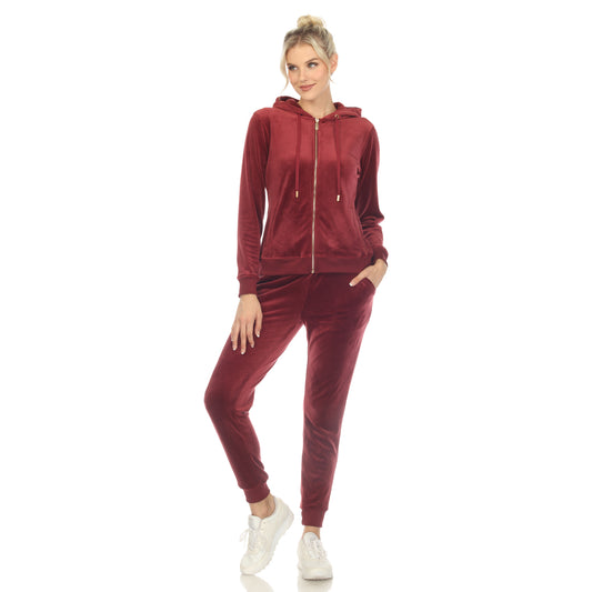 White Mark Women's 2-Piece Velour Fashion Tracksuit Set