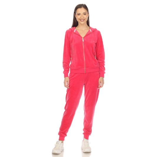 White Mark Women's 2-Piece Velour Fashion Tracksuit Set