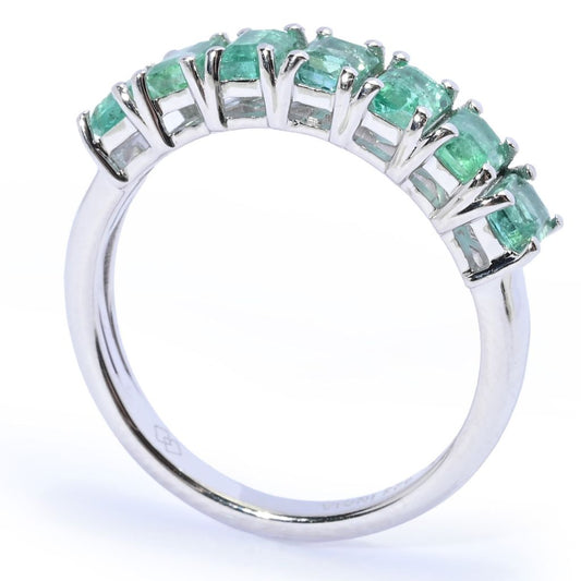 Gem Treasures 1.75ctw Octagon Shape Zambian Emerald 7-Stone Band Ring