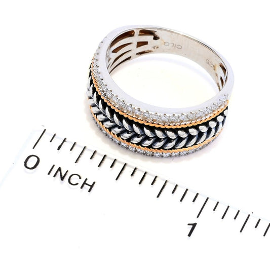 Peace Jewelers 18K Vermeil 0.30ctw Lab-Grown Diamond Two-Tone Band Ring