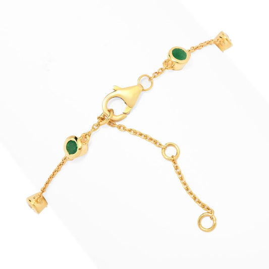 18K Gold Plated 1.08ctw Brazilian Sakota Emerald & Zircon Station Bracelet