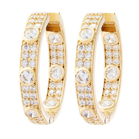Brilliante 2.28 DEW Simulated Diamond Station & Pave Set Hoop Earrings