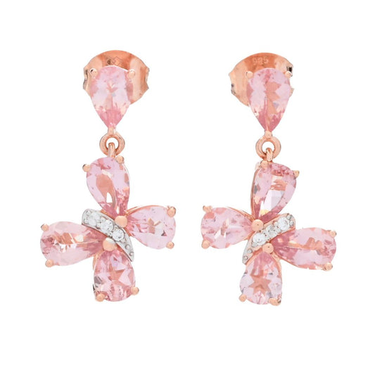 Gem Treasures 3.44ctw Pink Morganite & Zircon Butterfly Earrings