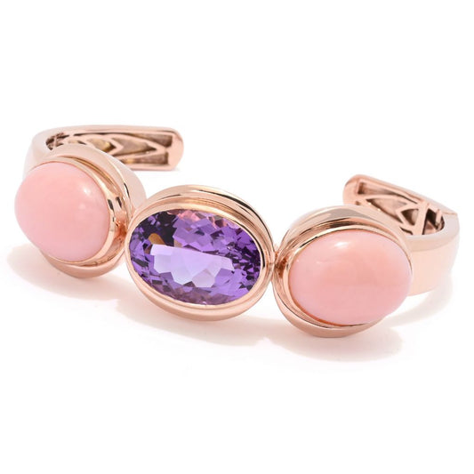 18K Gold Plated Choice of 18x13mm Faceted & Opaque Gemstone Bracelet