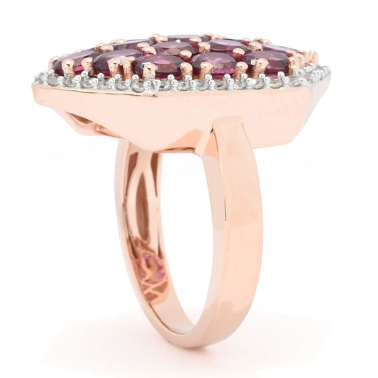 Choice of Gemstone Cluster & White Zircon Hexagonal Shield Ring