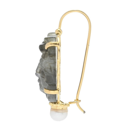 Tagliamonte Labradorite Medusa Cameo & Cultured Pearl Drop Earrings