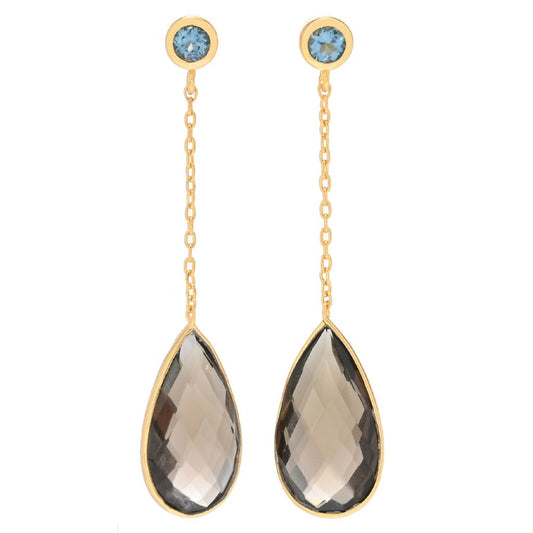 14K Gold Plated Choice of Pear Shape Quartz Drop Earrings