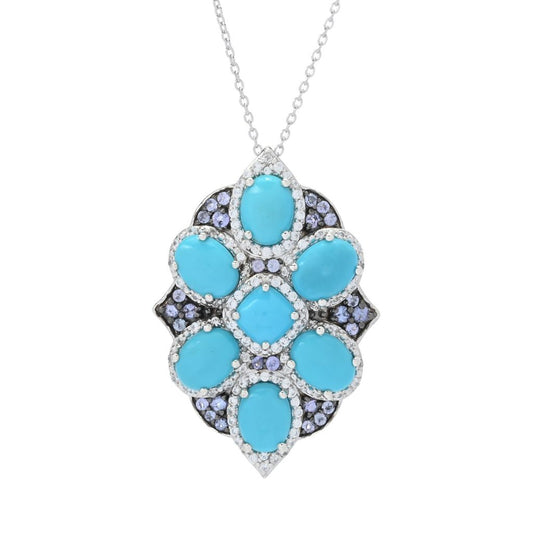 Gem Treasures Sleeping Beauty Turquoise & Tanzanite Shield Pendant