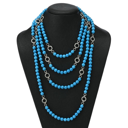 Artisan Silver by Samuel B. Turquoise Bead & Silver Link Station Necklace