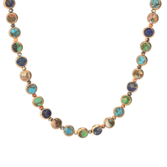 Southwest Elements Sterling Silver Choice of Gemstone Coin & Gem Bead Necklace