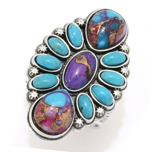 Southwest Elements Multi-Color Mohave Turquoise Braided Ring