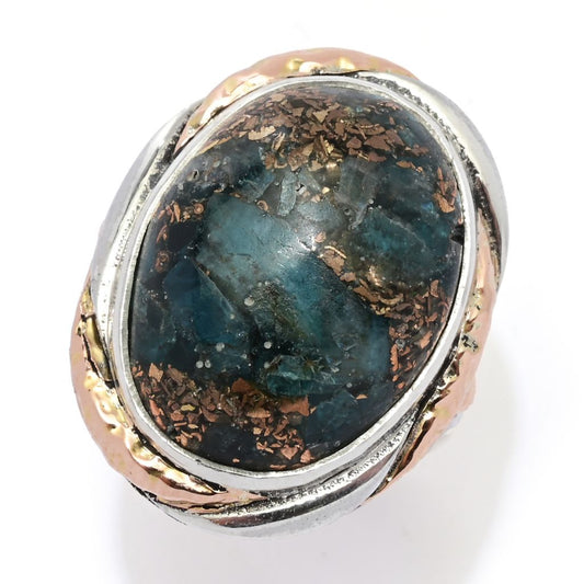 Artisan Silver by Samuel B. 18K Gold Accented 20x15mm Copper Apatite Ring