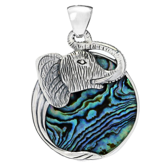 Artisan Silver by Samuel B. Abalone Elephant Medallion Pendant