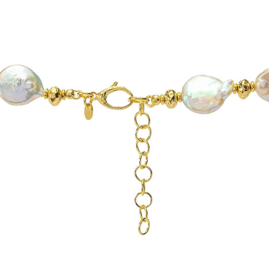 18K Gold Plated 13.5-15.5mm Keshi Cultured Pearl Necklace