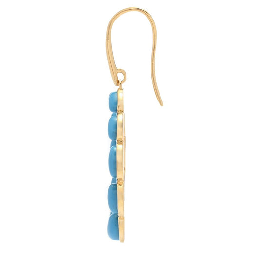 18K Gold Plated Turquoise Pear Shape 1.75" Drop Earrings