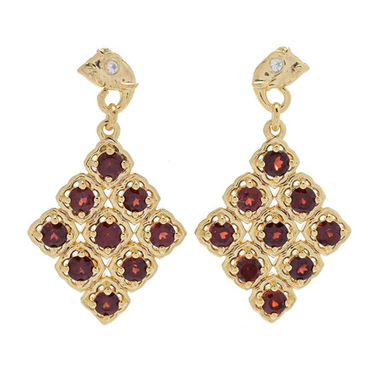Passport to India 3.00ctw Red Garnet & Zircon Elephant Drop Earrings
