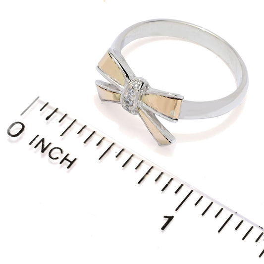 Artisan Silver by Samuel B. 18K Gold Accented White Topaz Bow Ring