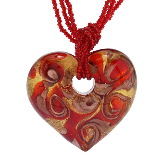 Il Murano Heart Pendant & Multi-Strand Murano Glass Necklace