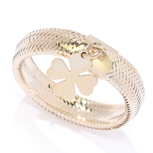 14K Italian Gold Lucky Charm Stretch Mesh Ring