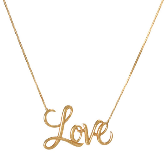 14K Italian Gold "Love" Script 18" Necklace