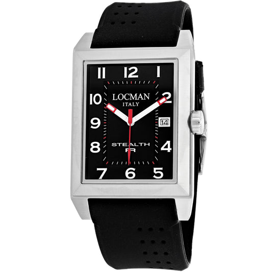 Locman Men's 34mm Stealth Quartz Titanium Case Silicone Strap Watch