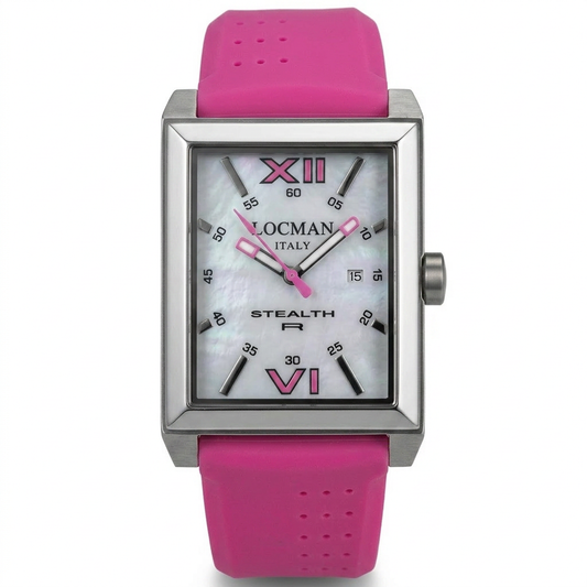 Locman Men's 44mm Classic Quartz Mother-of-Pearl Silicone Silicone Strap Watch