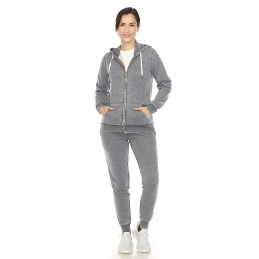 White Mark Women's 2-Piece Burnout Jogger Set