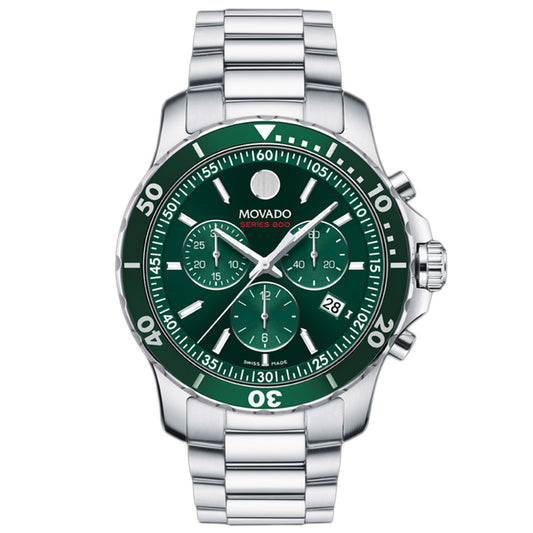 Movado Men's 42mm Series 800 Swiss Made Quartz Chronograph Green Bracelet Watch - 2600141