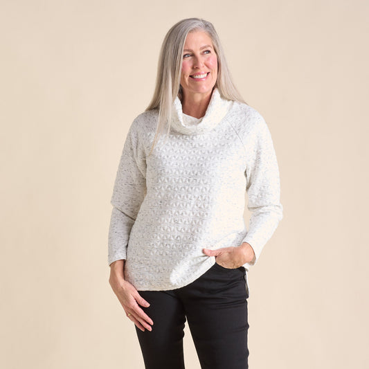 Christopher & Banks Relaxed Restyled Knit Jacquard Cowl Neck Top