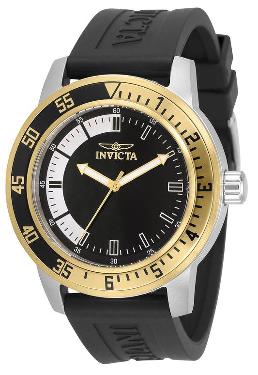 Invicta Men's 45mm Specialty Quartz Two-Tone Bezel Black Silicone Strap Watch