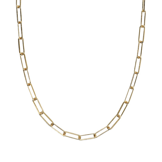 Toscana Italiana 18K Gold Plated Hammered Paperclip Link Chain 19.5" Necklace