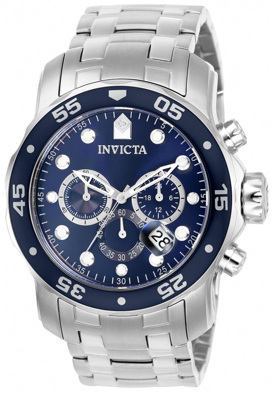 Invicta Men's 48mm Pro Diver Scuba Quartz Chronograph Blue Bezel & Dial Bracelet Watch