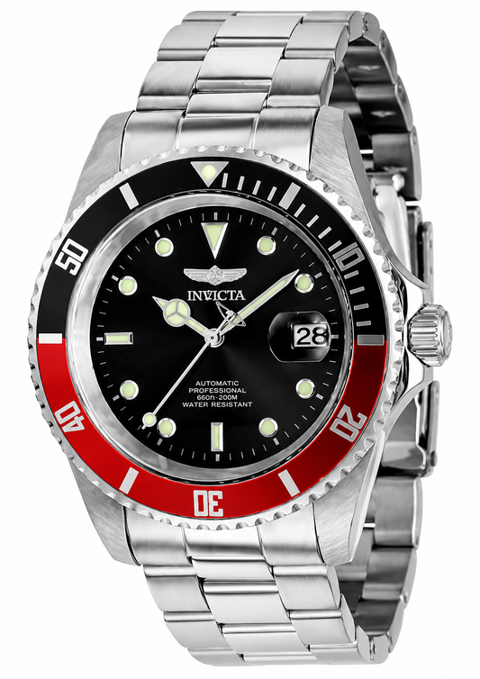 Invicta Men's 43mm Pro Diver Automatic Date Black & Red Bezel Bracelet Watch