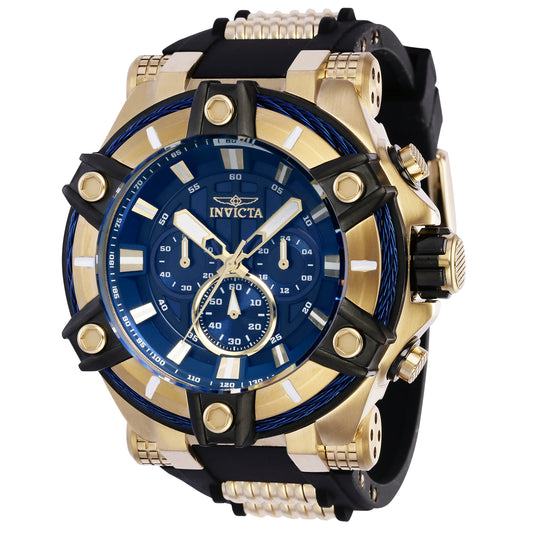 Invicta Men's 52mm Bolt Quartz Chronograph Blue Cable Goldtone Strap Watch