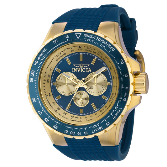 Invicta Men's 50mm Aviator Quartz Multifunction Blue & Goldtone Silicone Strap Watch